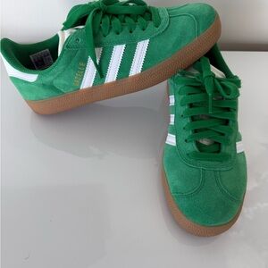 Adidas Gazelle Green Sneakers with White Stripes